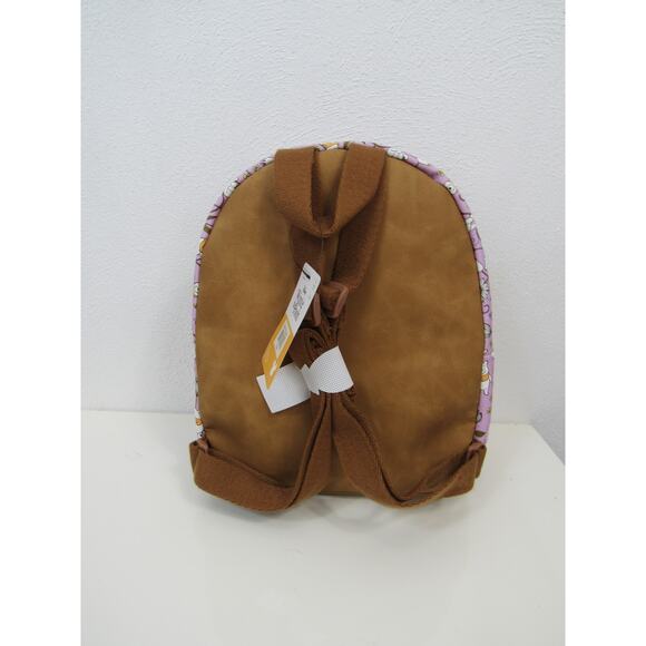 NWT Bioworld Winnie the Pooh Mini Back Pack Purple Floral Brown Suede NEW